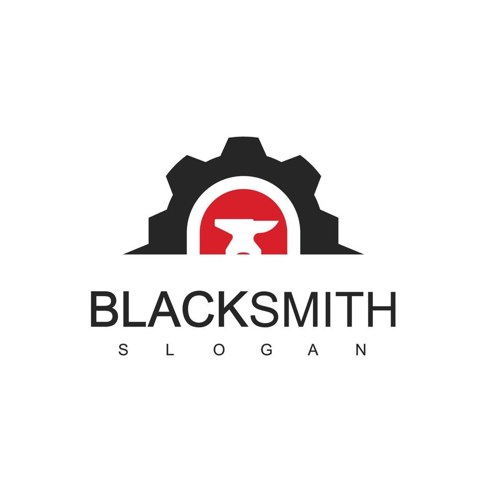 Blacksmith Logo Design Template With Anvil Icon Illustration vector