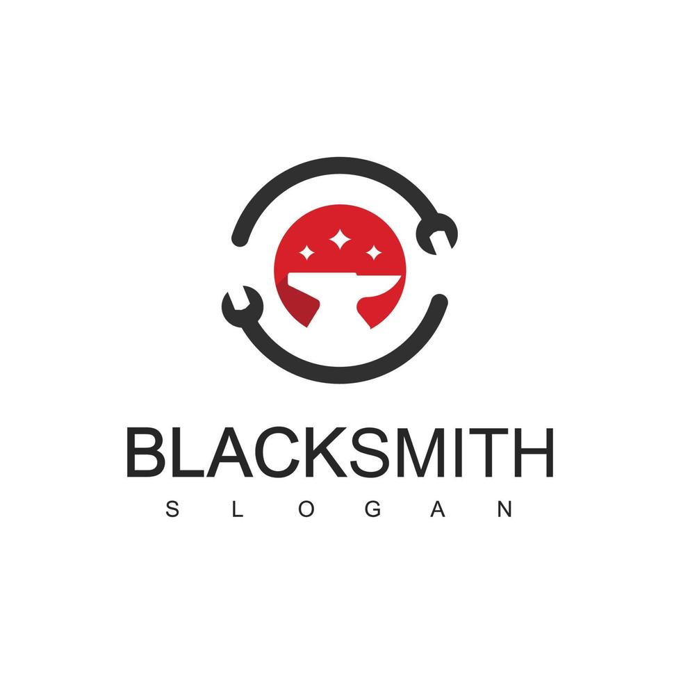 Blacksmith Logo Design Template With Anvil Icon Illustration vector