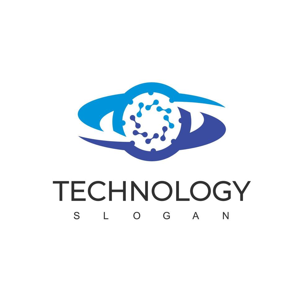 Technology Logo Design Template With Molecule Symbol vector