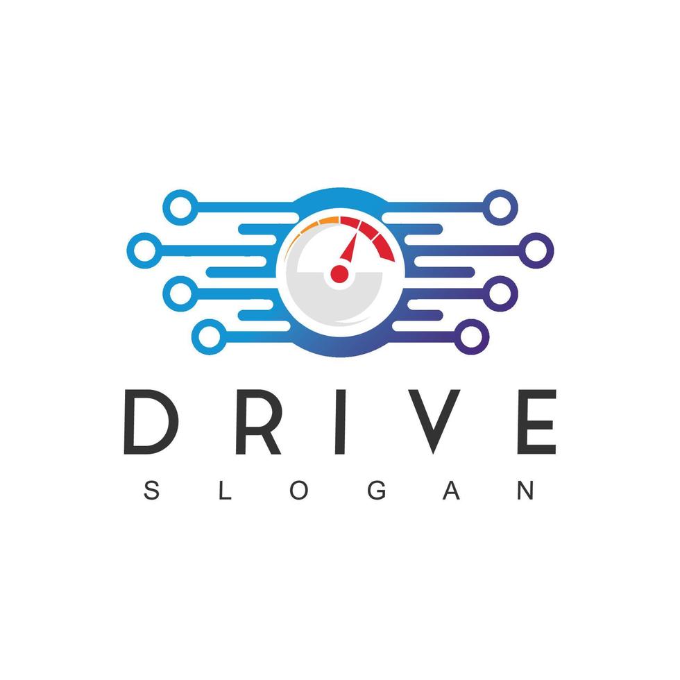 Car Drive Logo Template, Speedometer, Racing Team Symbol vector