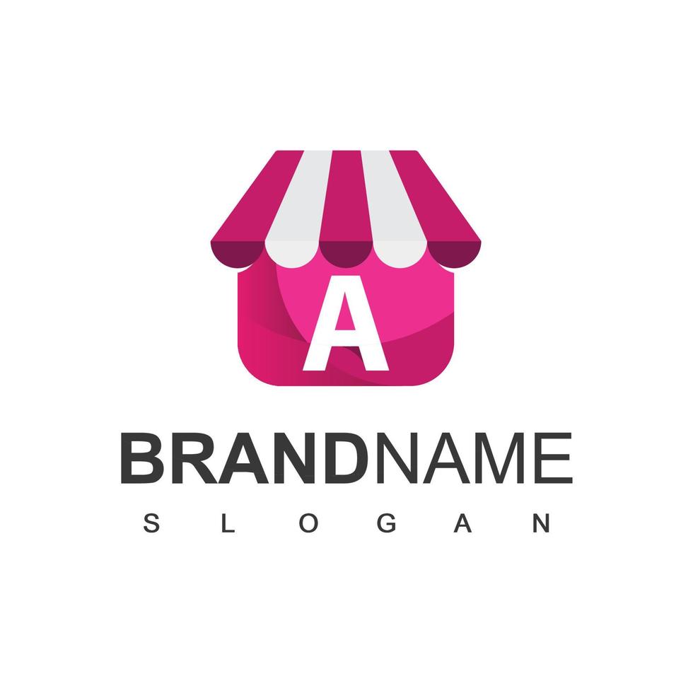Online Shop Logo Design Template With A Initial vector