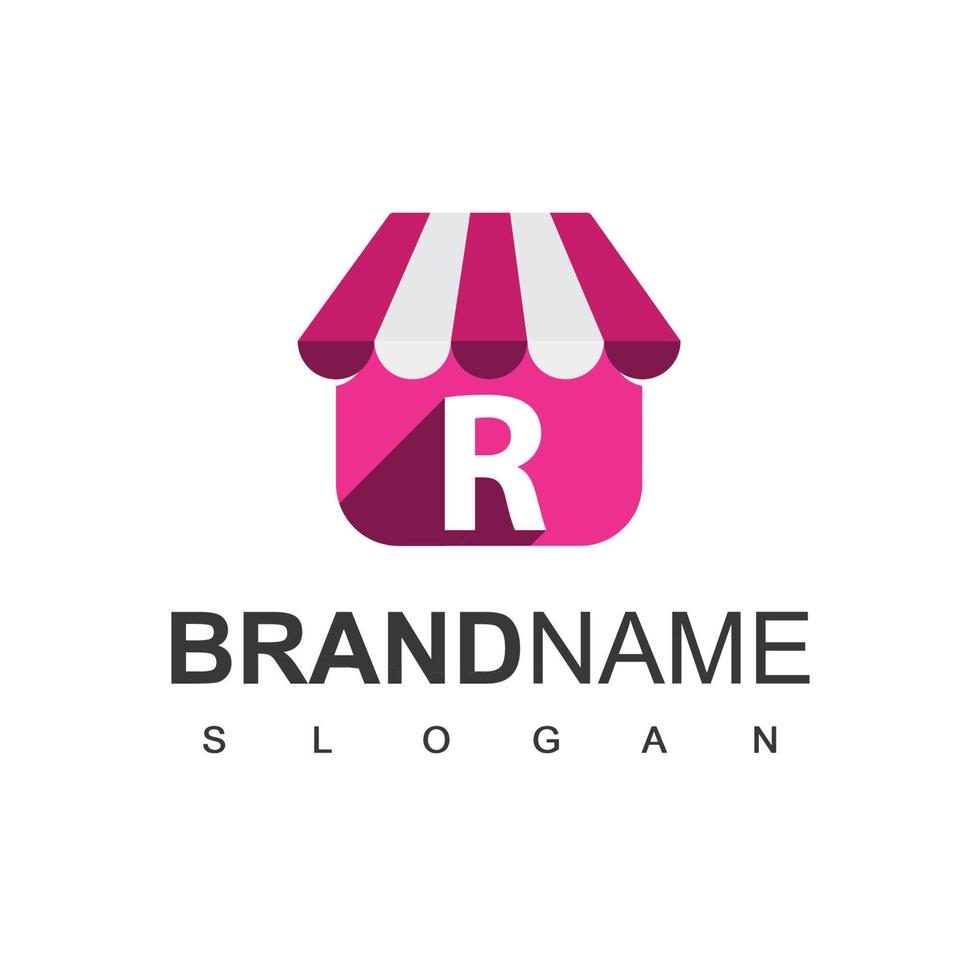 Online Shop Logo Design Template With R Initial vector