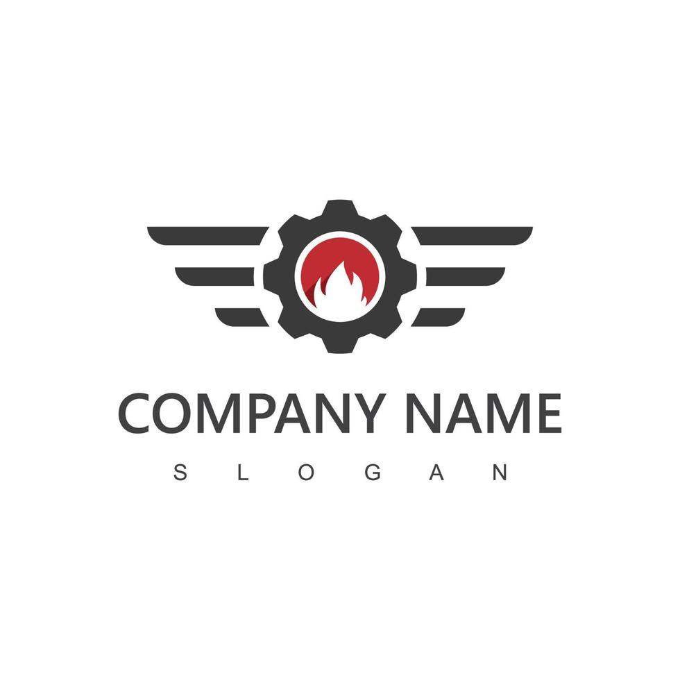 Engineering Logo Template, Gear And Flame Element For Industrial Company vector