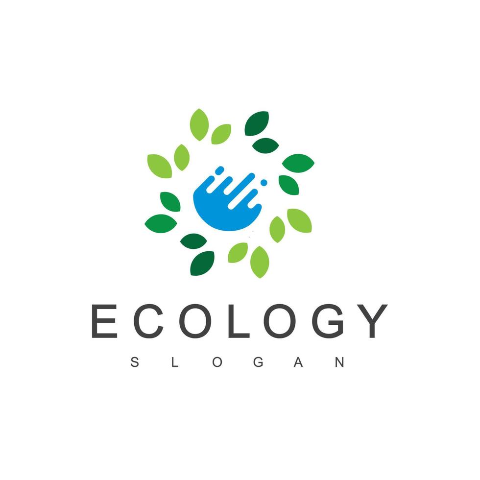 plantilla de diseño de logotipo de ecología de hoja de agua vector