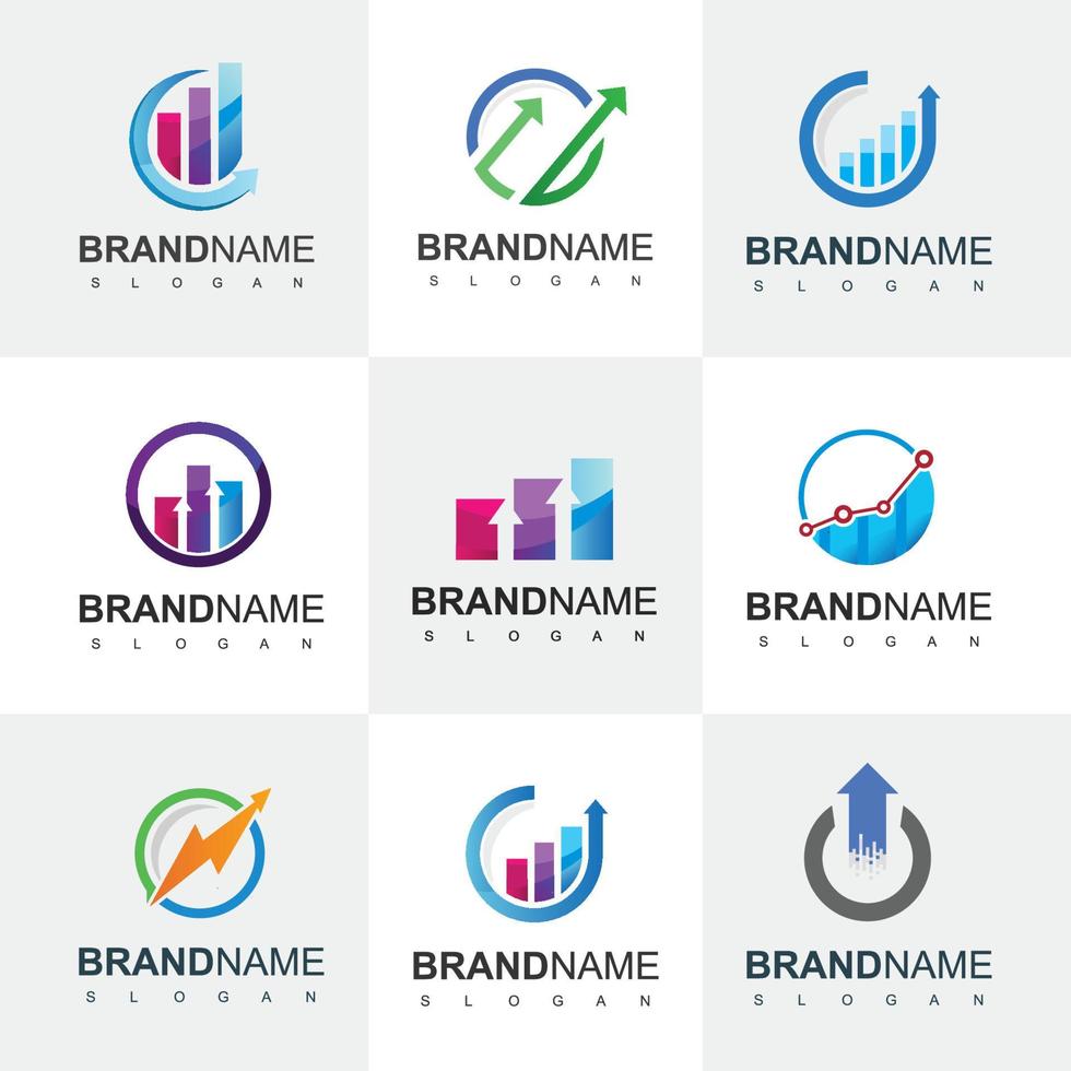Abstract Business Chart Logo Bundle vector
