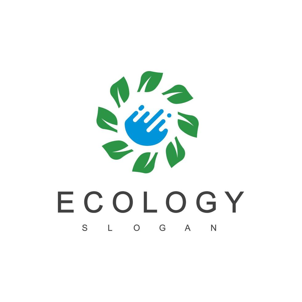 Water Leaf Ecology Logo Design Template vector