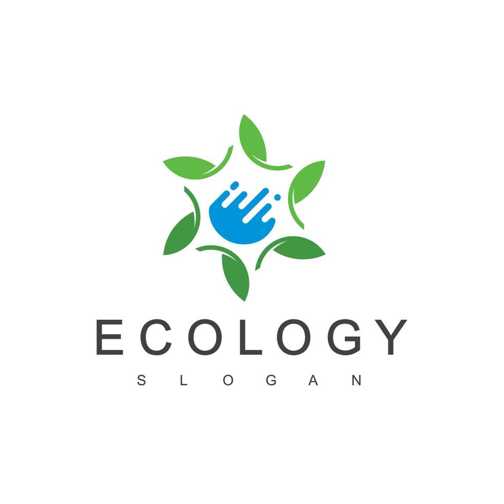 plantilla de diseño de logotipo de ecología de hoja de agua vector