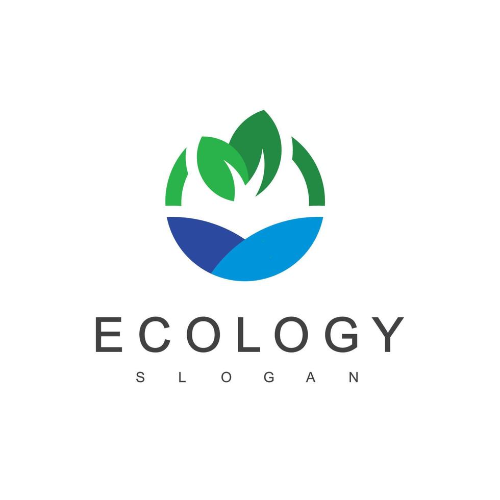 plantilla de diseño de logotipo de ecología de hoja de agua vector