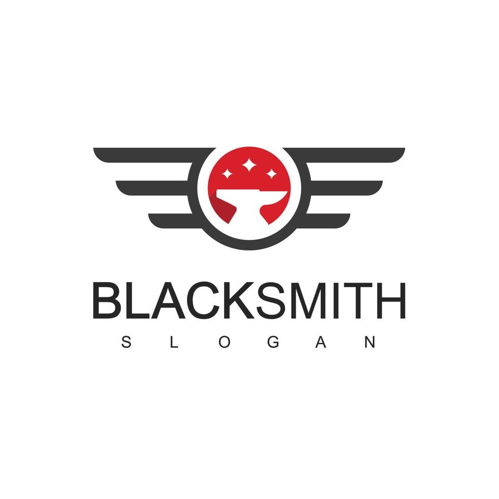 Blacksmith Logo Design Template With Anvil Icon Illustration vector
