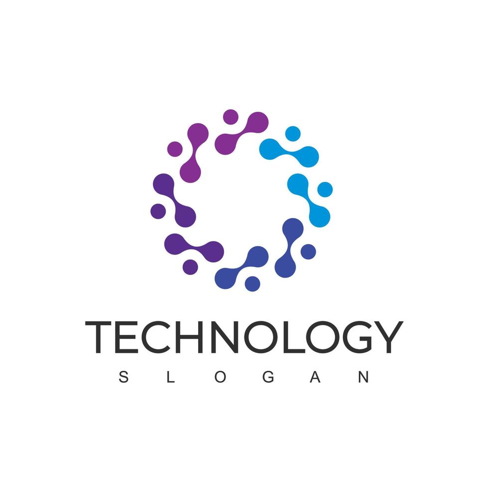 Technology Logo Design Template With Molecule Symbol vector