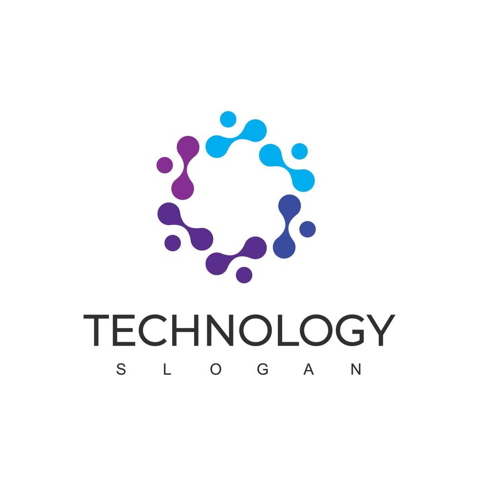 Technology Logo Design Template With Molecule Symbol vector