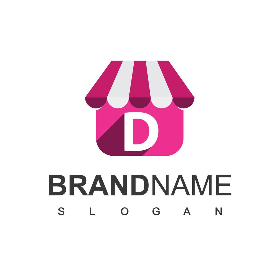 Online Shop Logo Design Template With D Initial vector