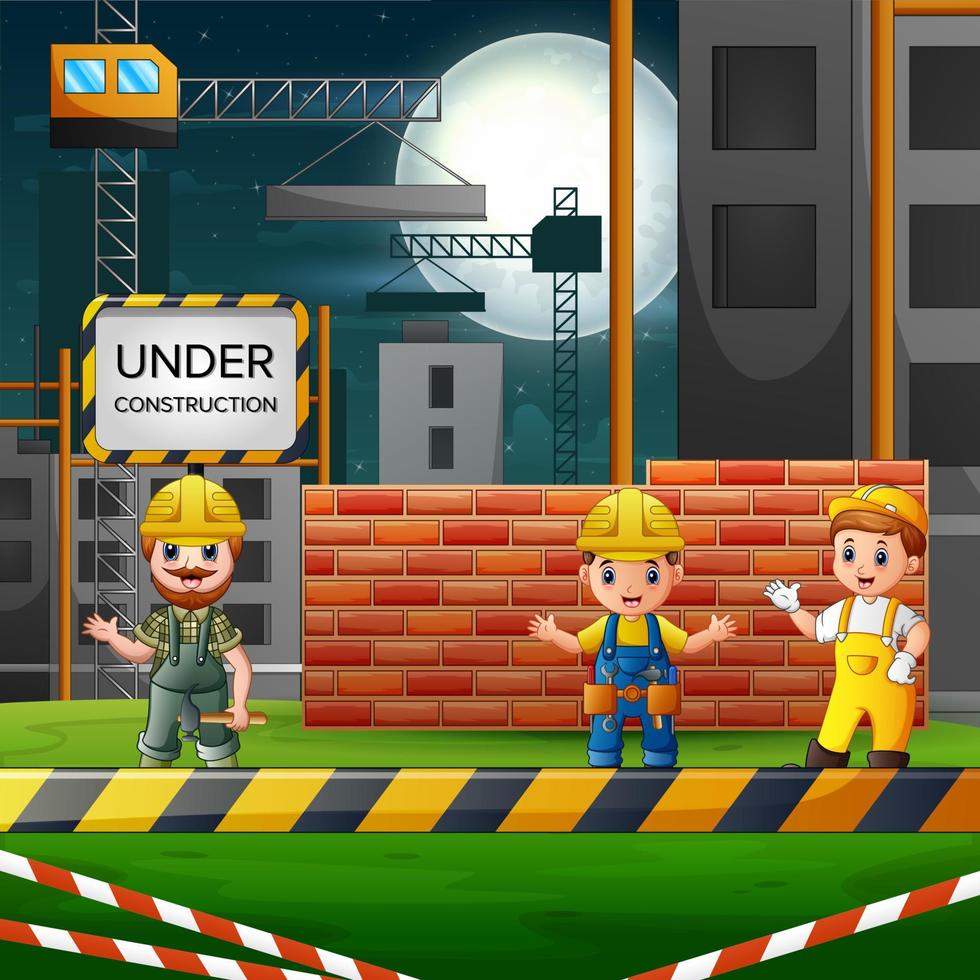 Engineer and construction worker at a construction site vector