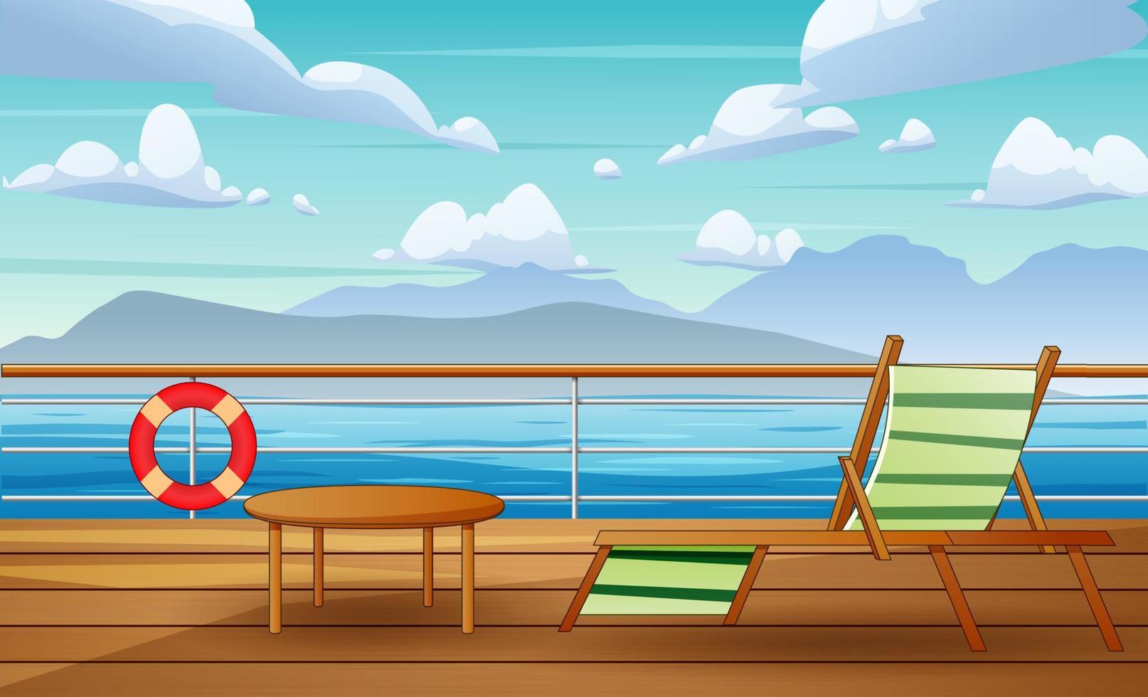 Seascape view from cruise ship deck illustration vector