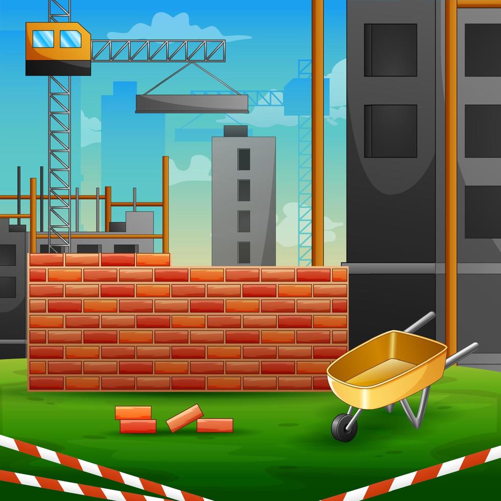 Construction site background with equipment vector