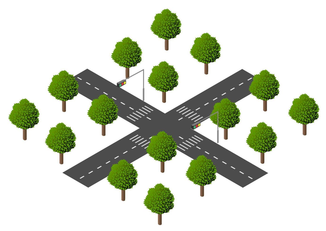 elementos de diseño gráfico ambiental del mapa de la ciudad de la encrucijada isométrica vector