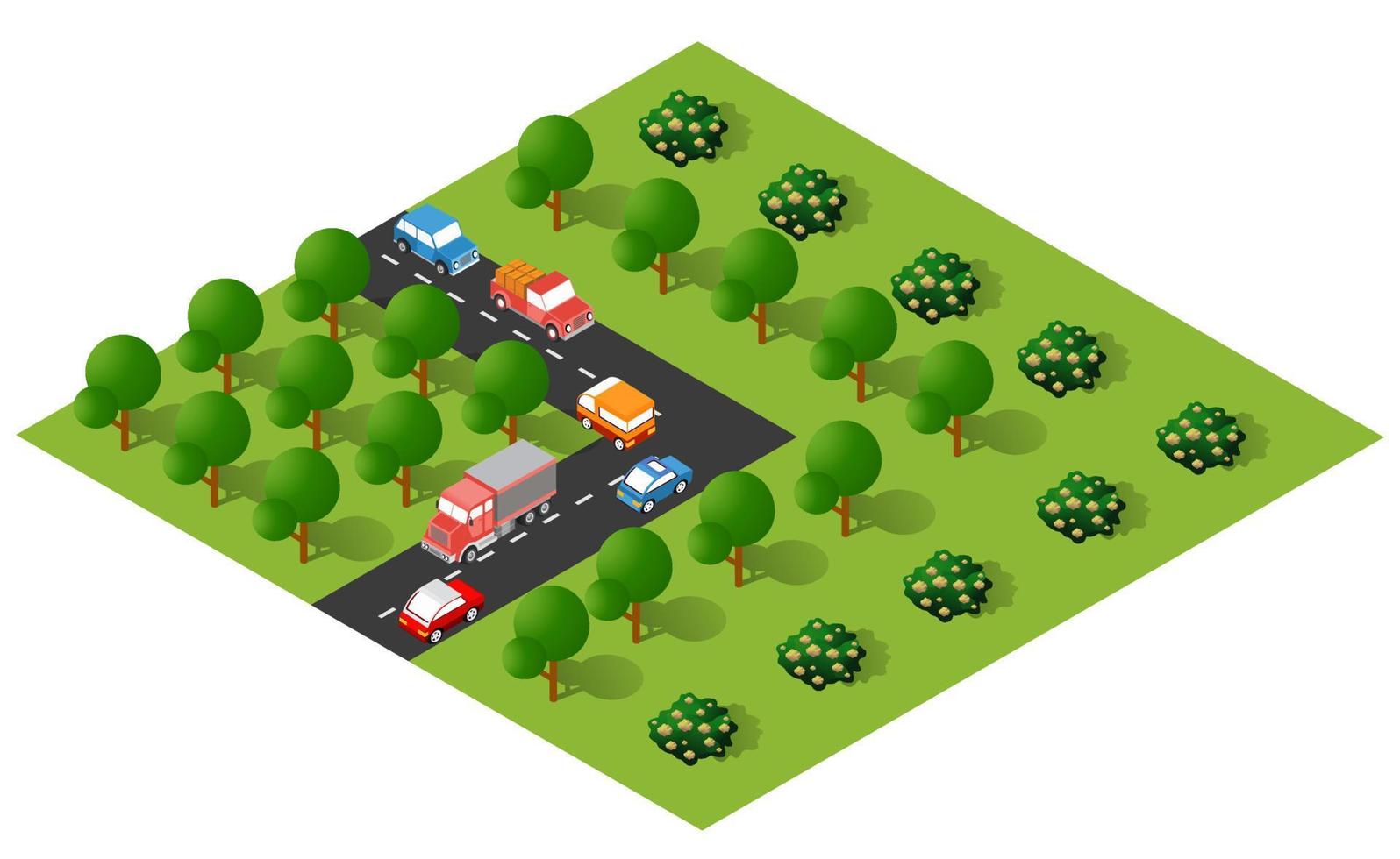 Isometric city map environmental infographic set, with transport, graphic design elements. Urban information concept template with statistical icons, charts, diagrams vector