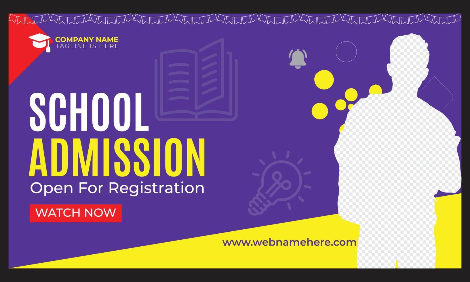 school admission video thumbnail design template vector