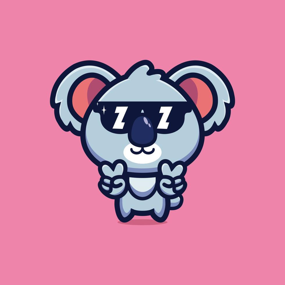 lindo estilo fresco koala con gafas vector