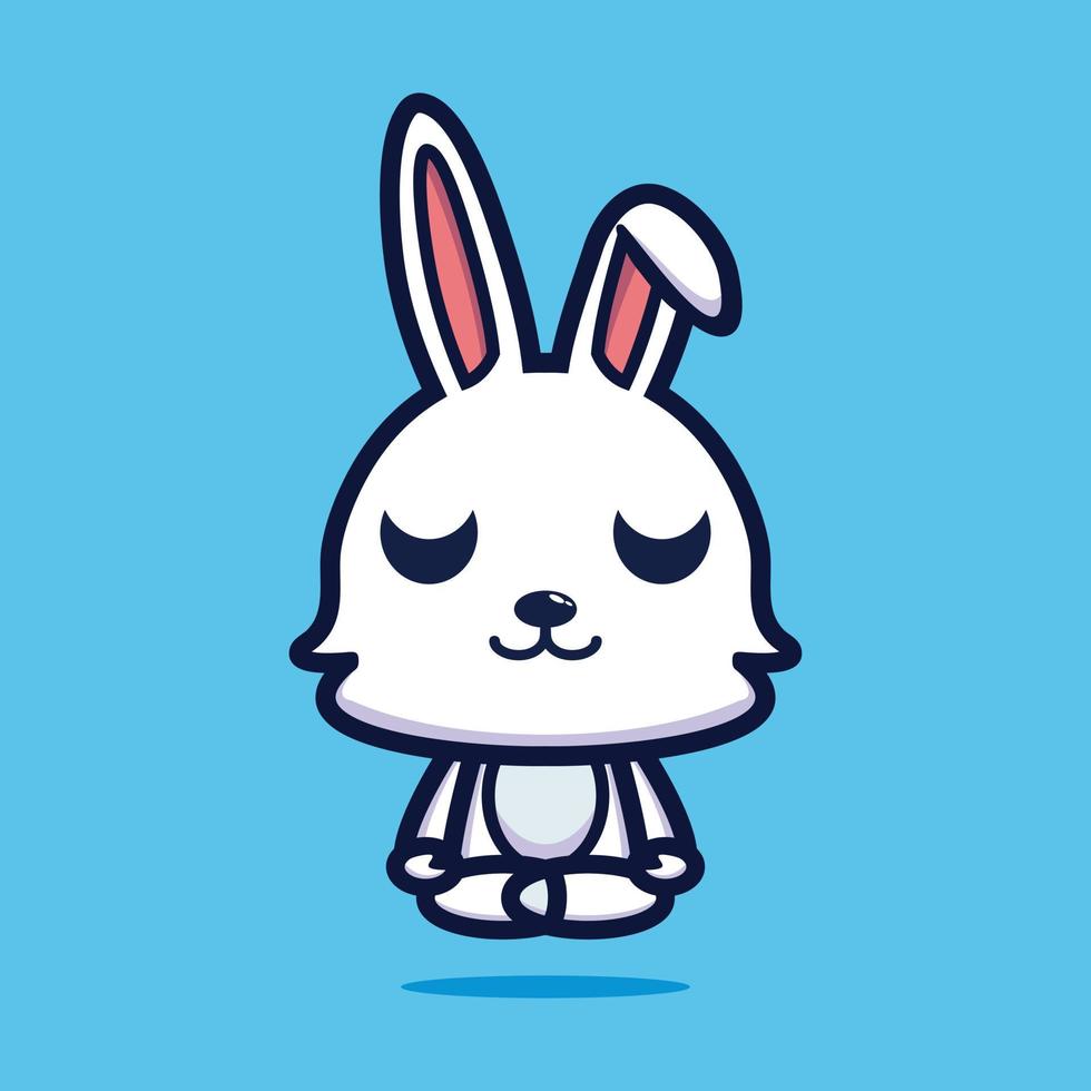 Cute rabbit do meditation premium vector