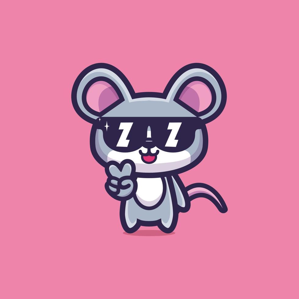 Cute cool style mouse wearing glasses vector