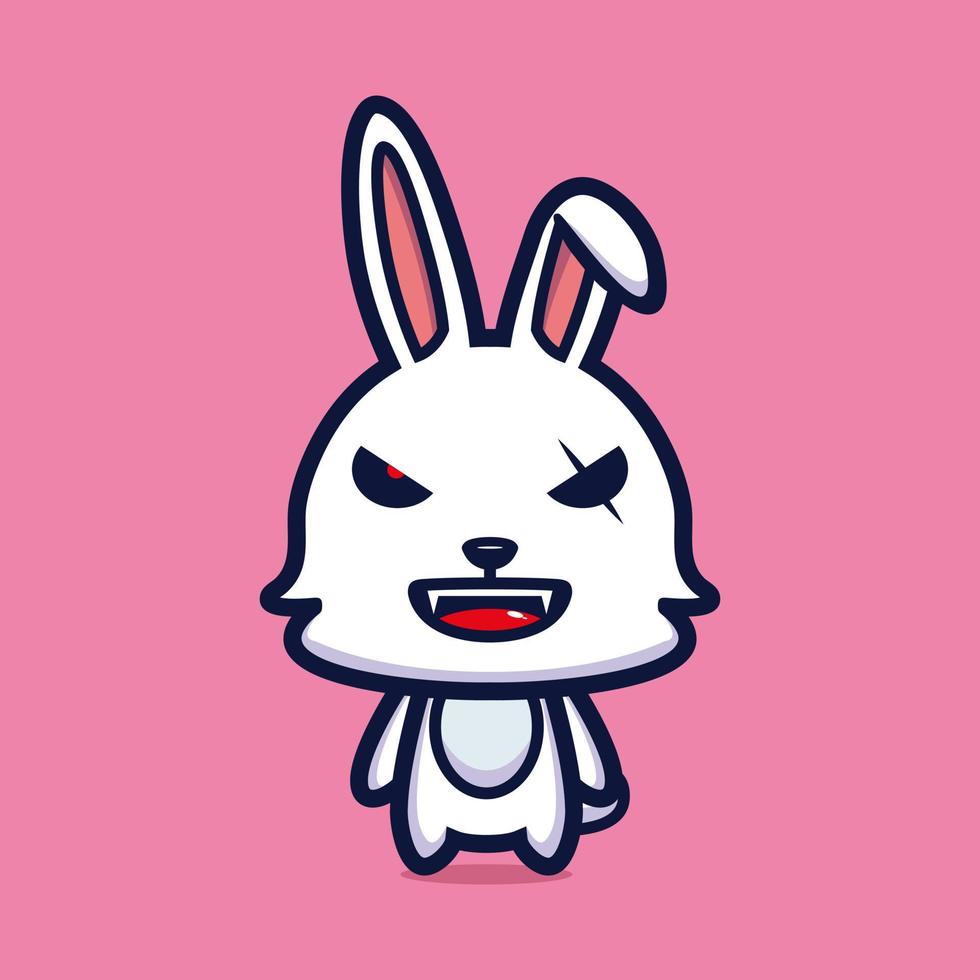 diseño de personaje de dibujos animados de mascota de conejo malvado vector premium