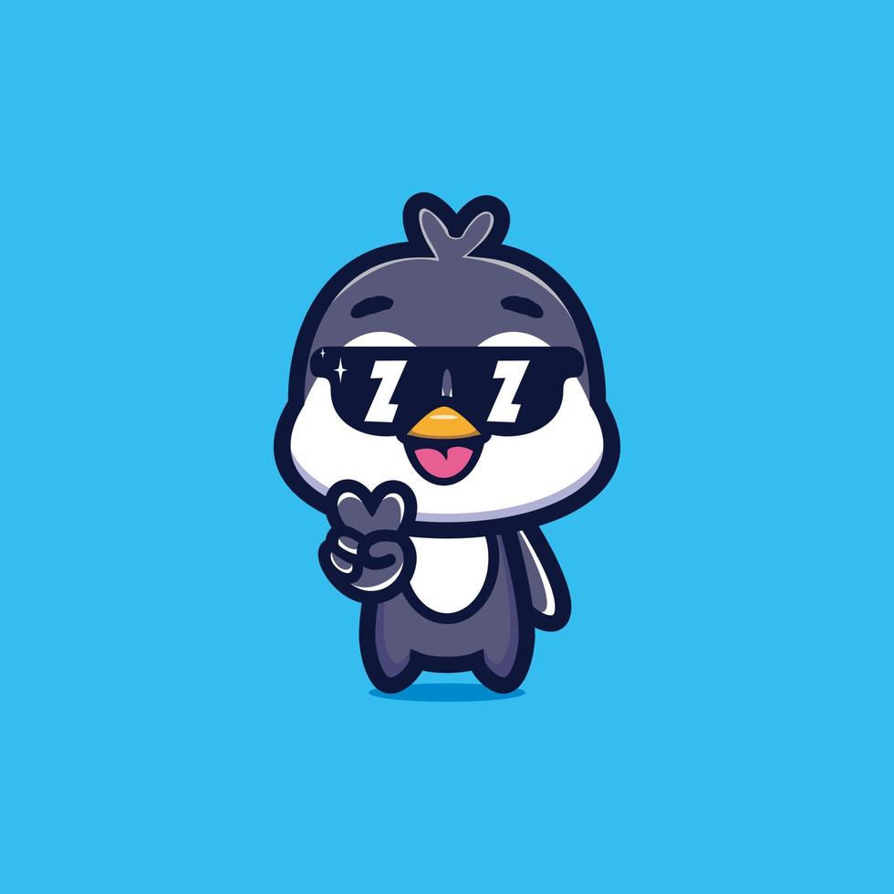 Cute cool style penguin wearing glasses vector