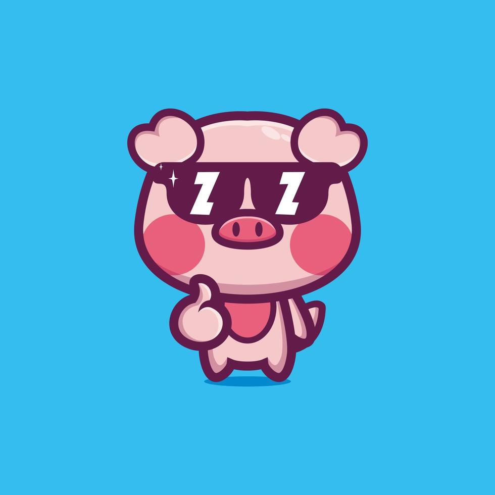 Cute cool style pig wearing glasses vector