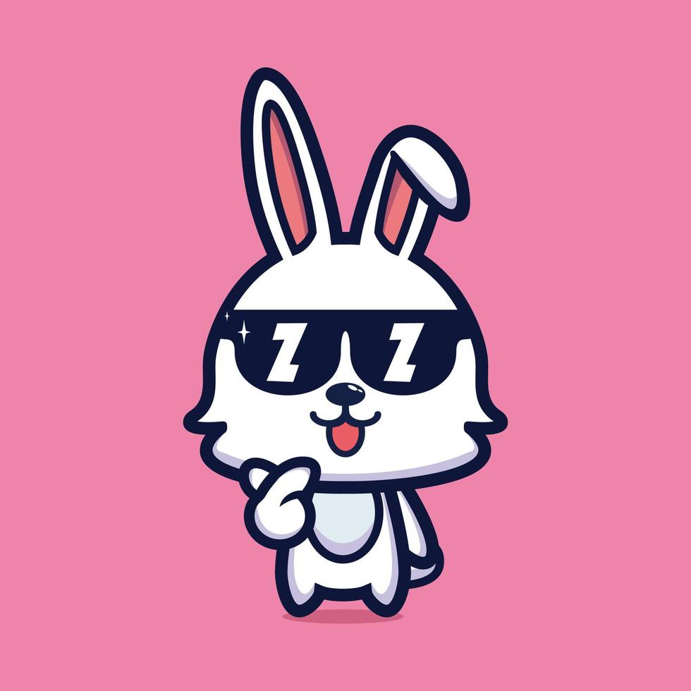 Cute cool style rabbit wearing glasses vector