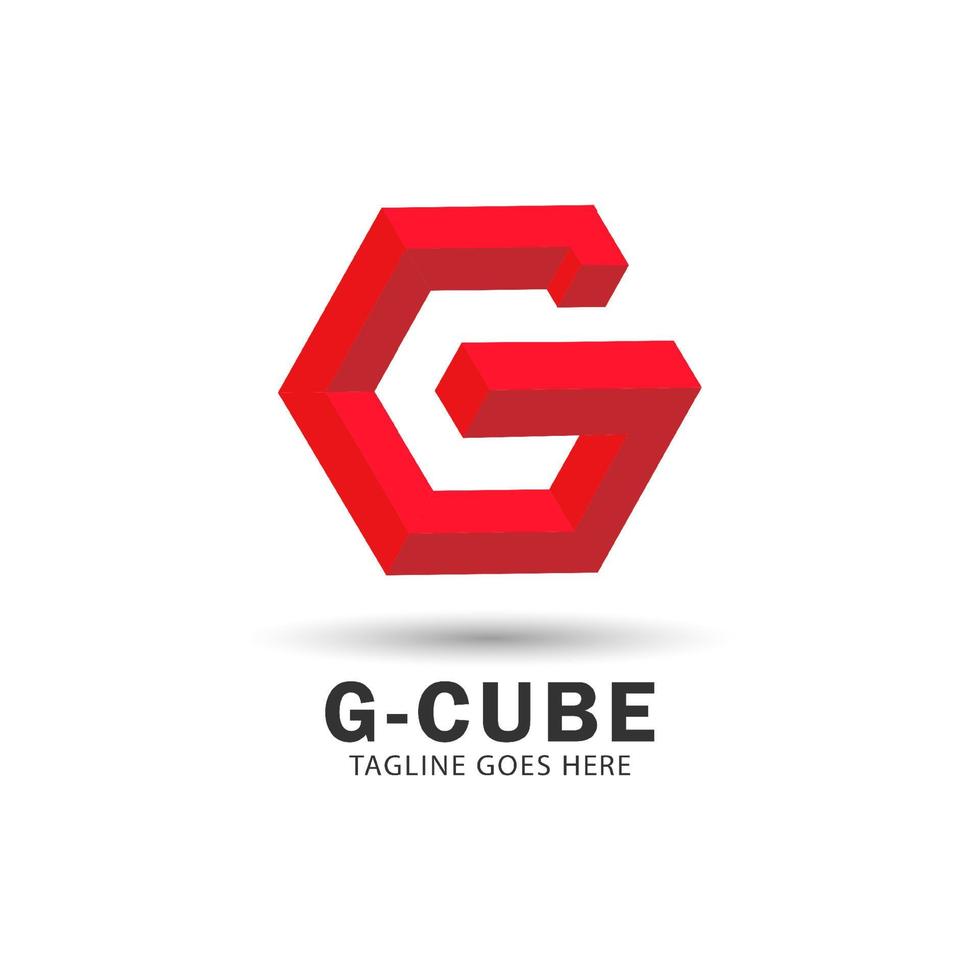 diseño de logotipo de letra g, estilo 3d, con forma de hexágono vector