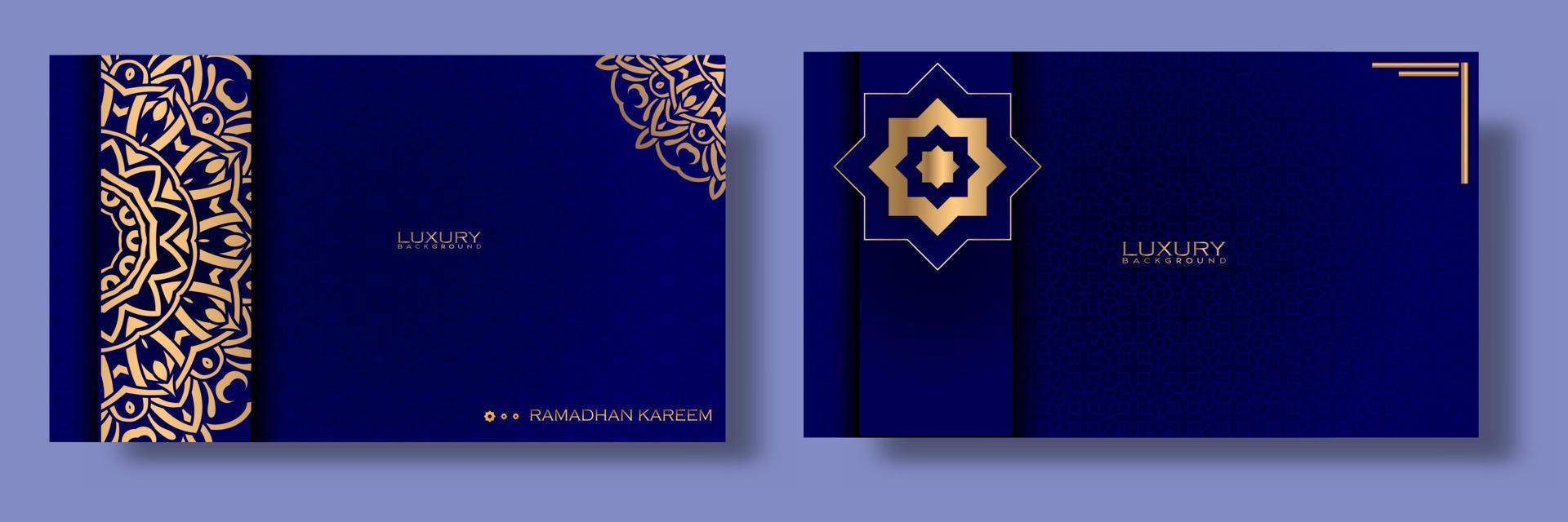 fondo islámico, diseño de lujo con mandala, tarjeta de felicitación ramadan kareem vector