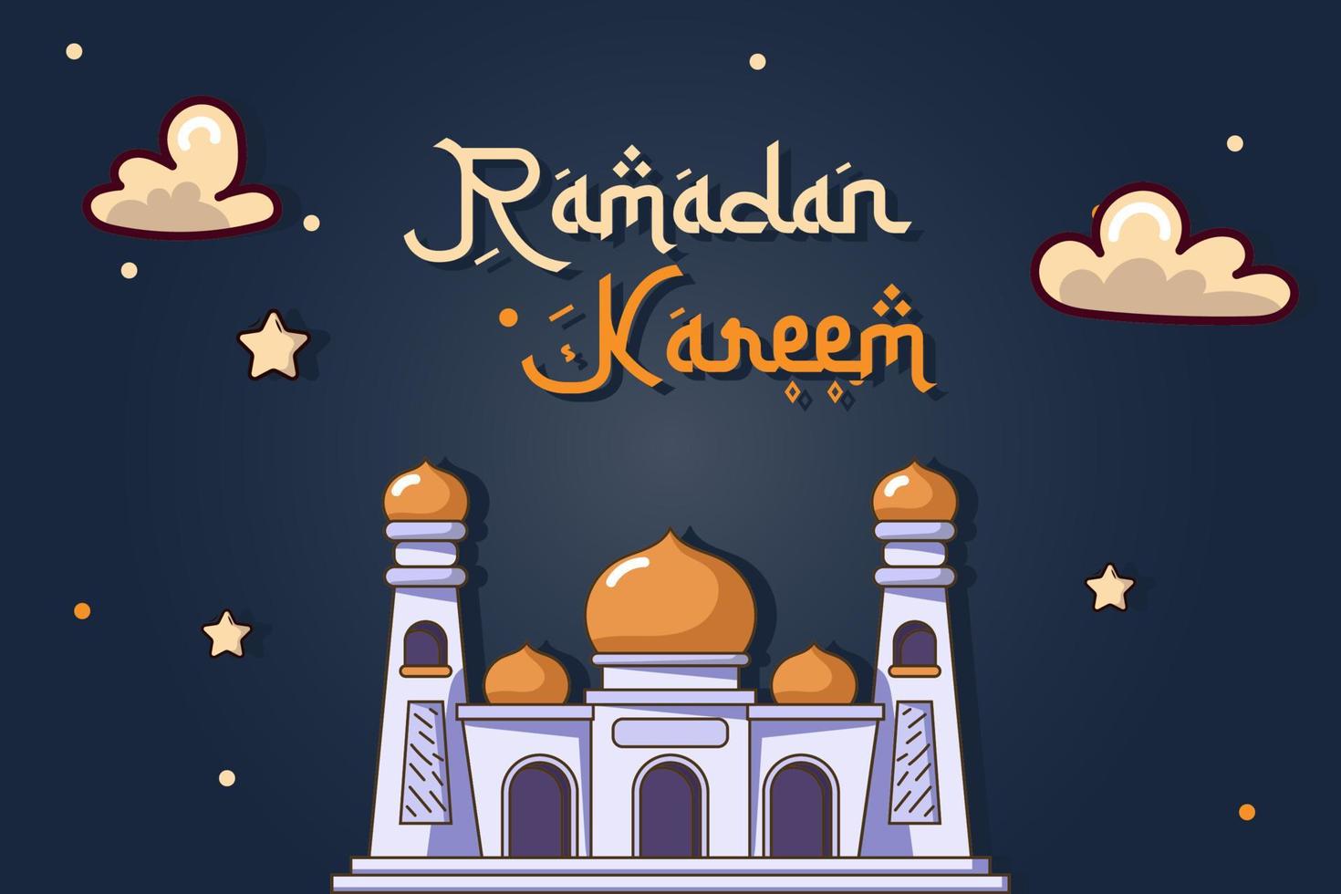 ramadan kareem card with a picture of a magnificent mosque vector
