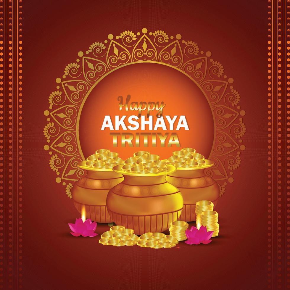 Happy akshaya tritiya celebration greeting card vector