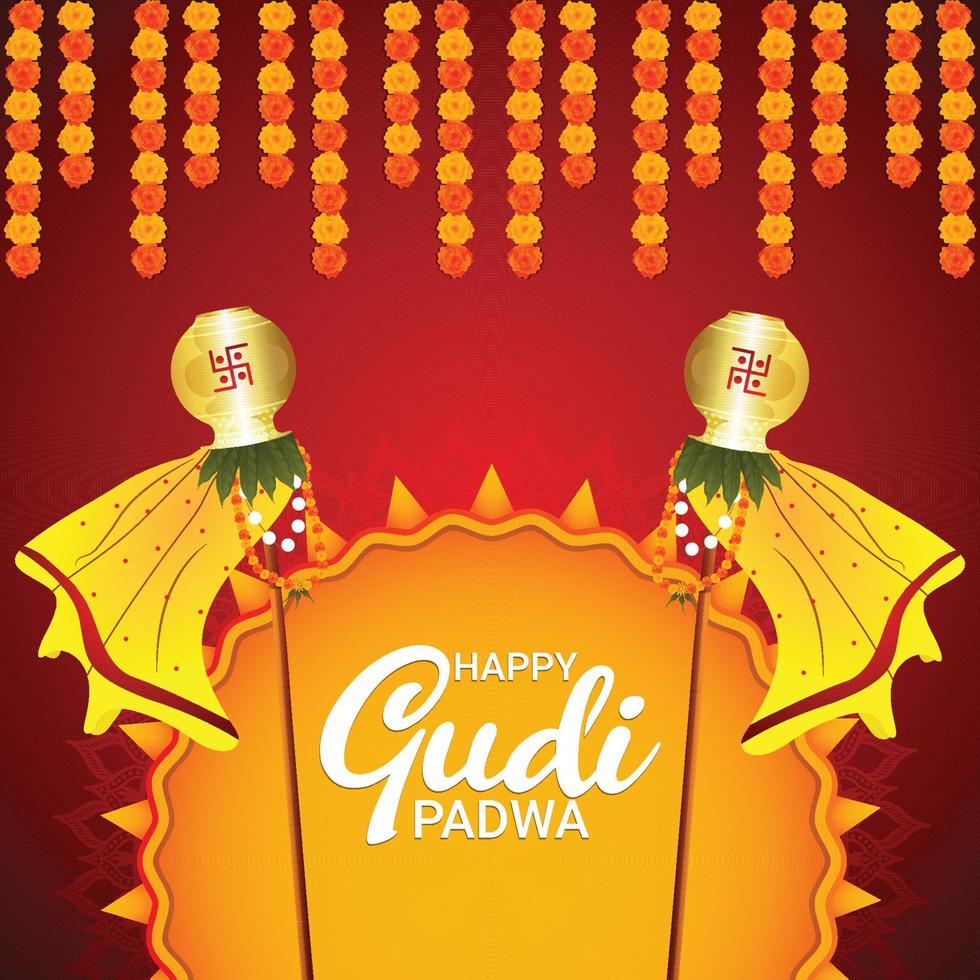 Happy ugadi celebration greeting card with vector illustration