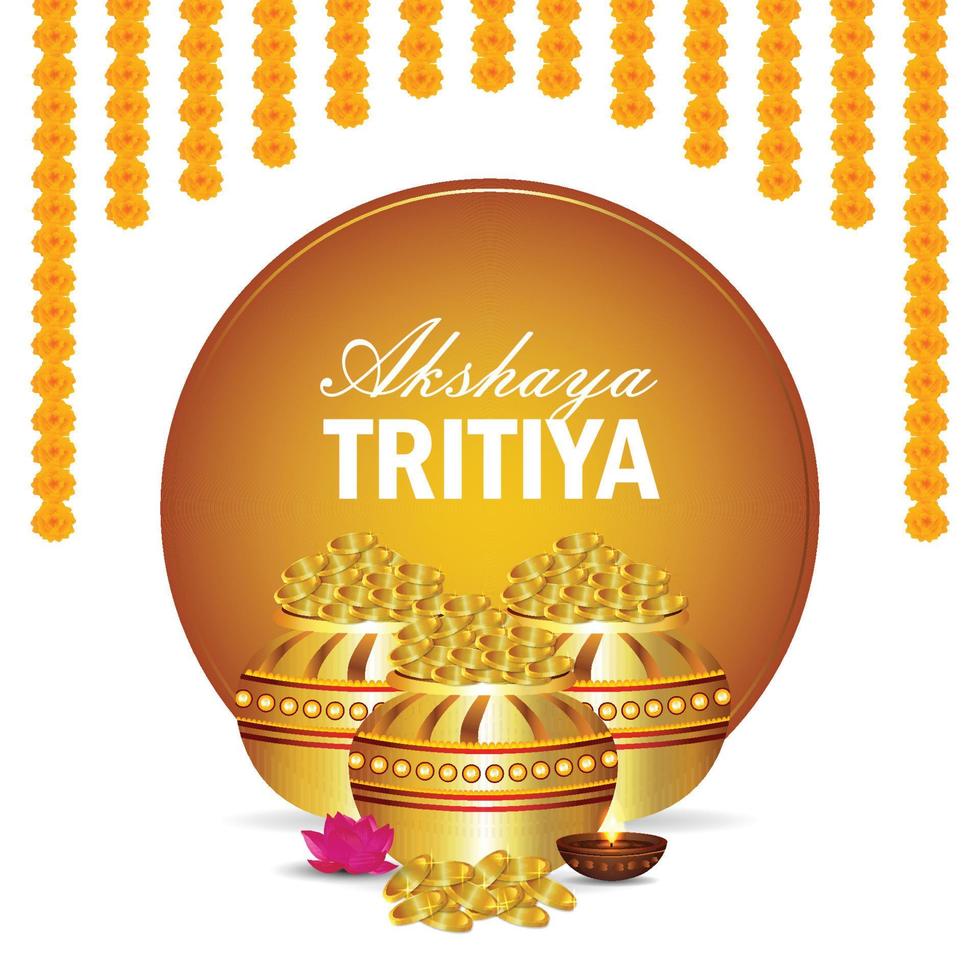feliz akshaya tritiya celebración tarjeta de felicitación vector