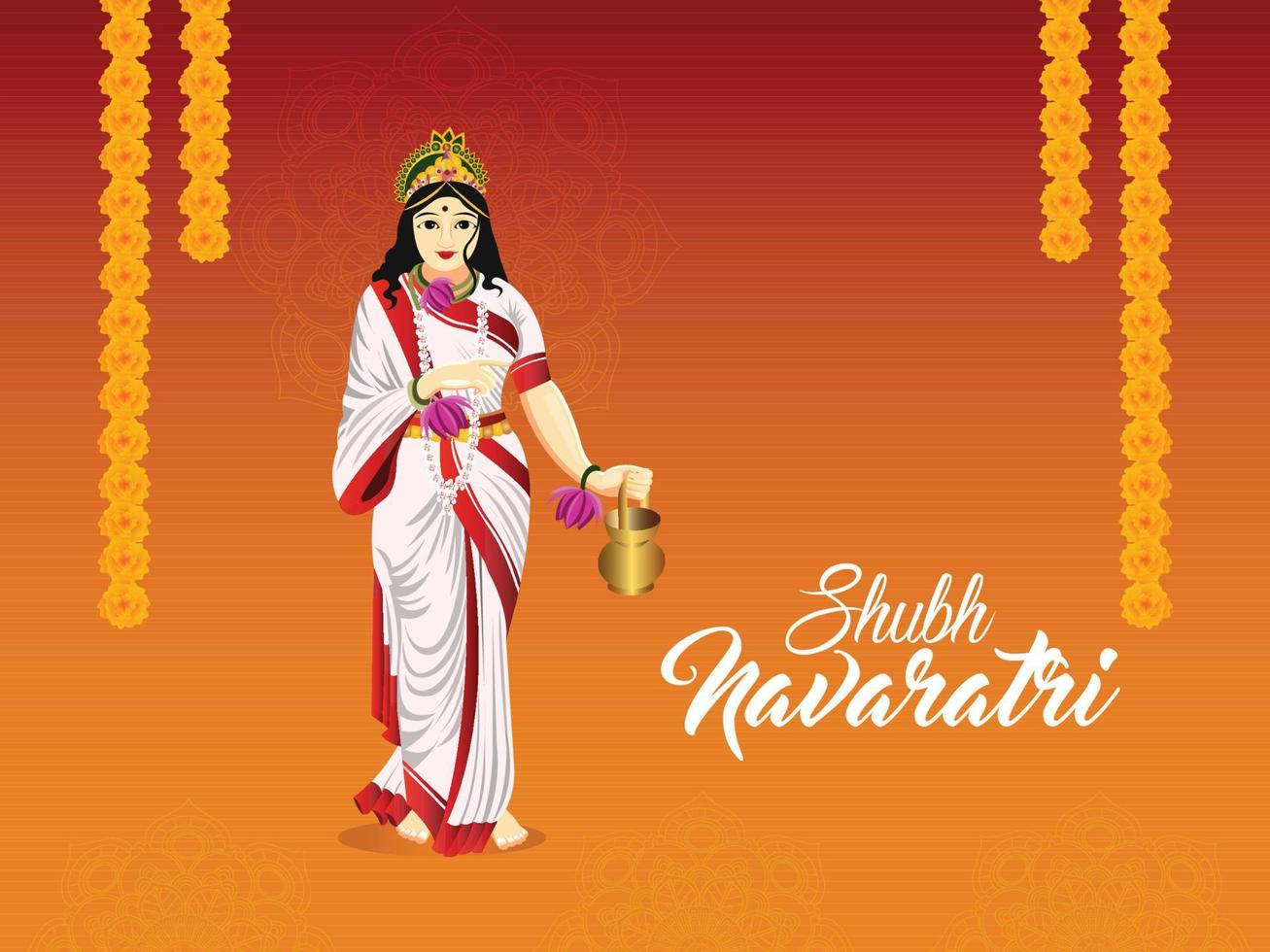 Vector illustration of goddess for happy navratri