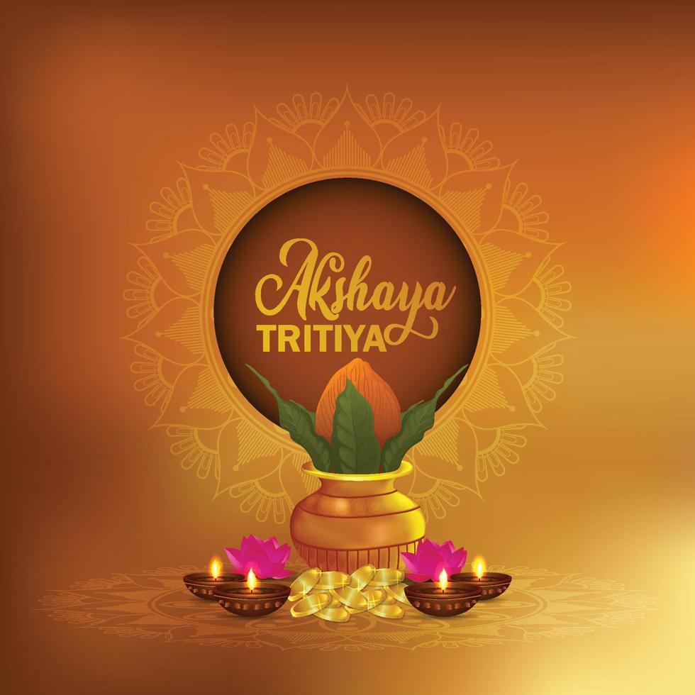 akshaya tritiya celebración fondo decorativo vector