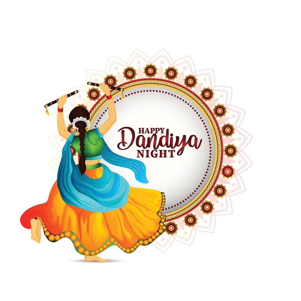 Vector illustration of dandiya girl for happy dandiya night