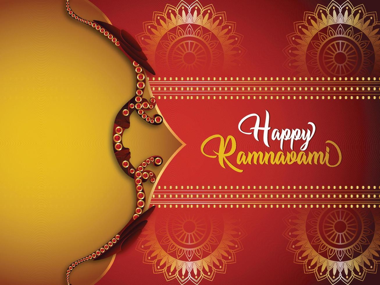 Happy ram navami festival wishes background with realistic bow vector