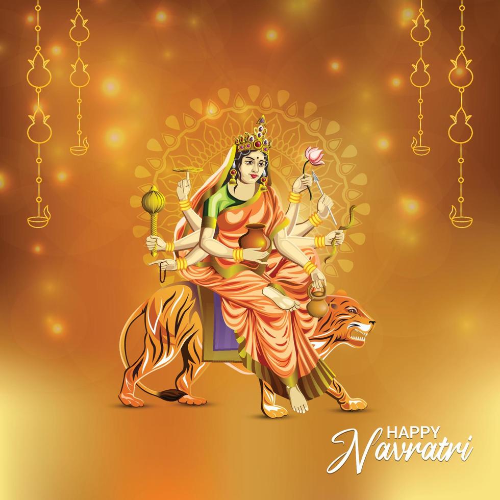 Happy navratri celebration greeting card with vector illustration