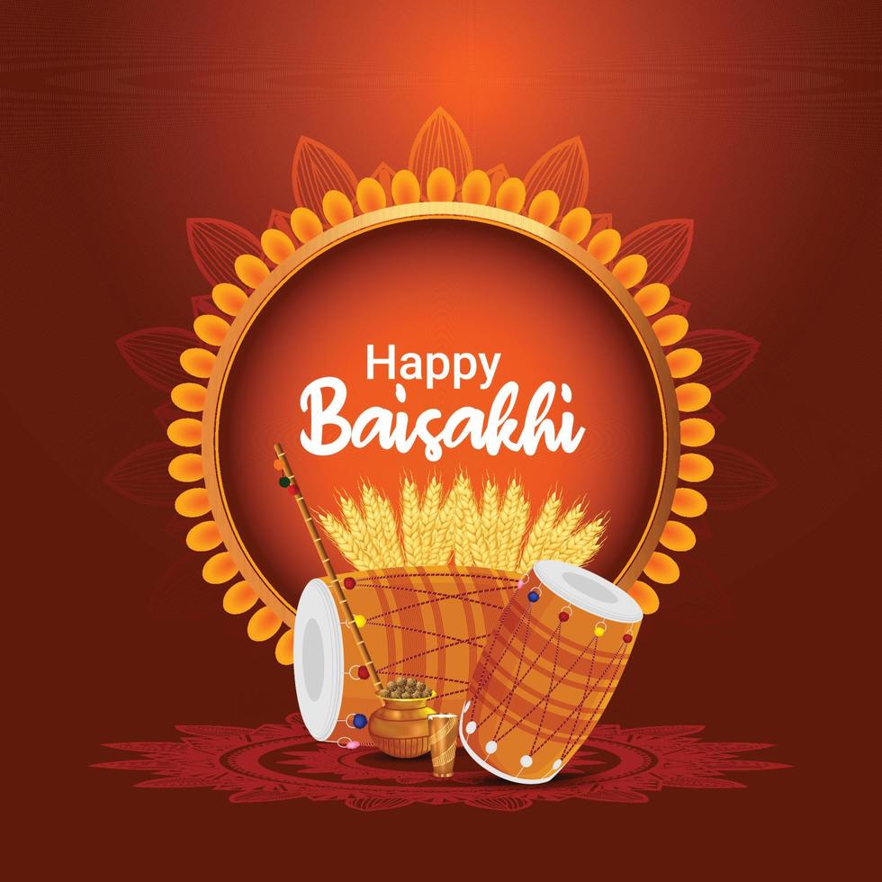 Happy baisakhi design with vector illustration
