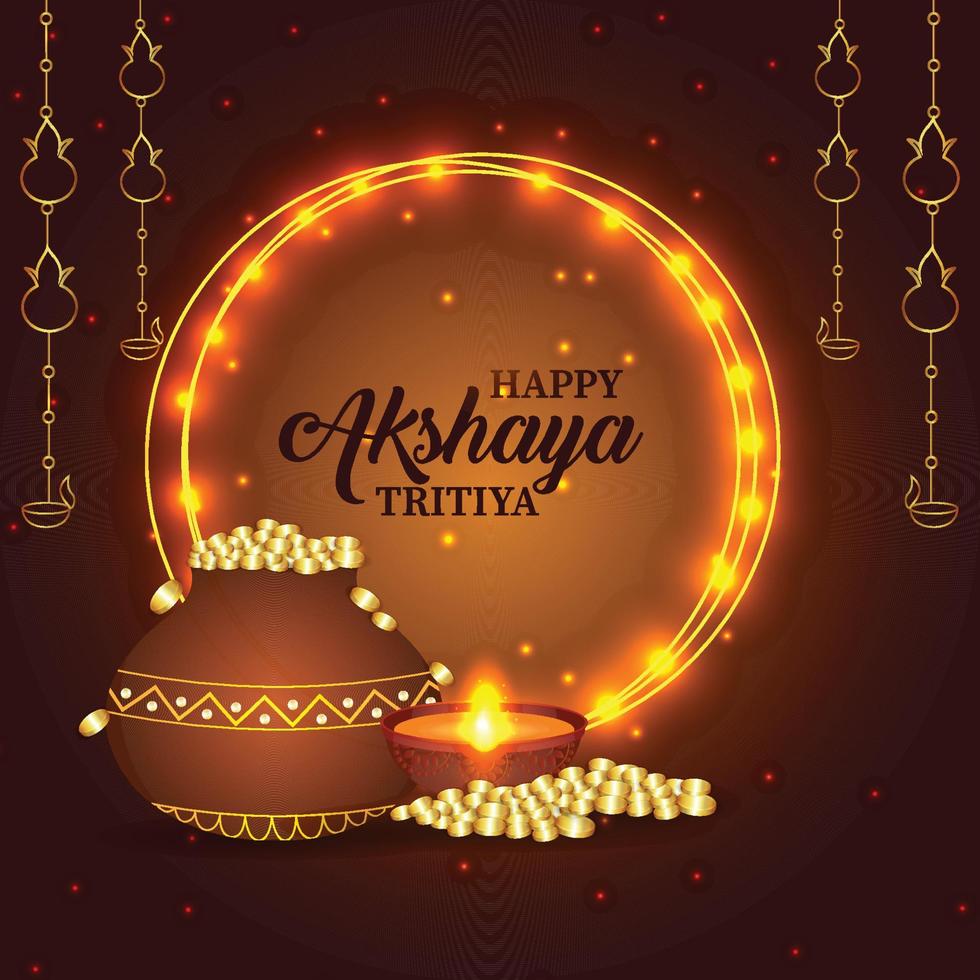 festival indio feliz akshaya tritiya tarjeta de felicitación vector