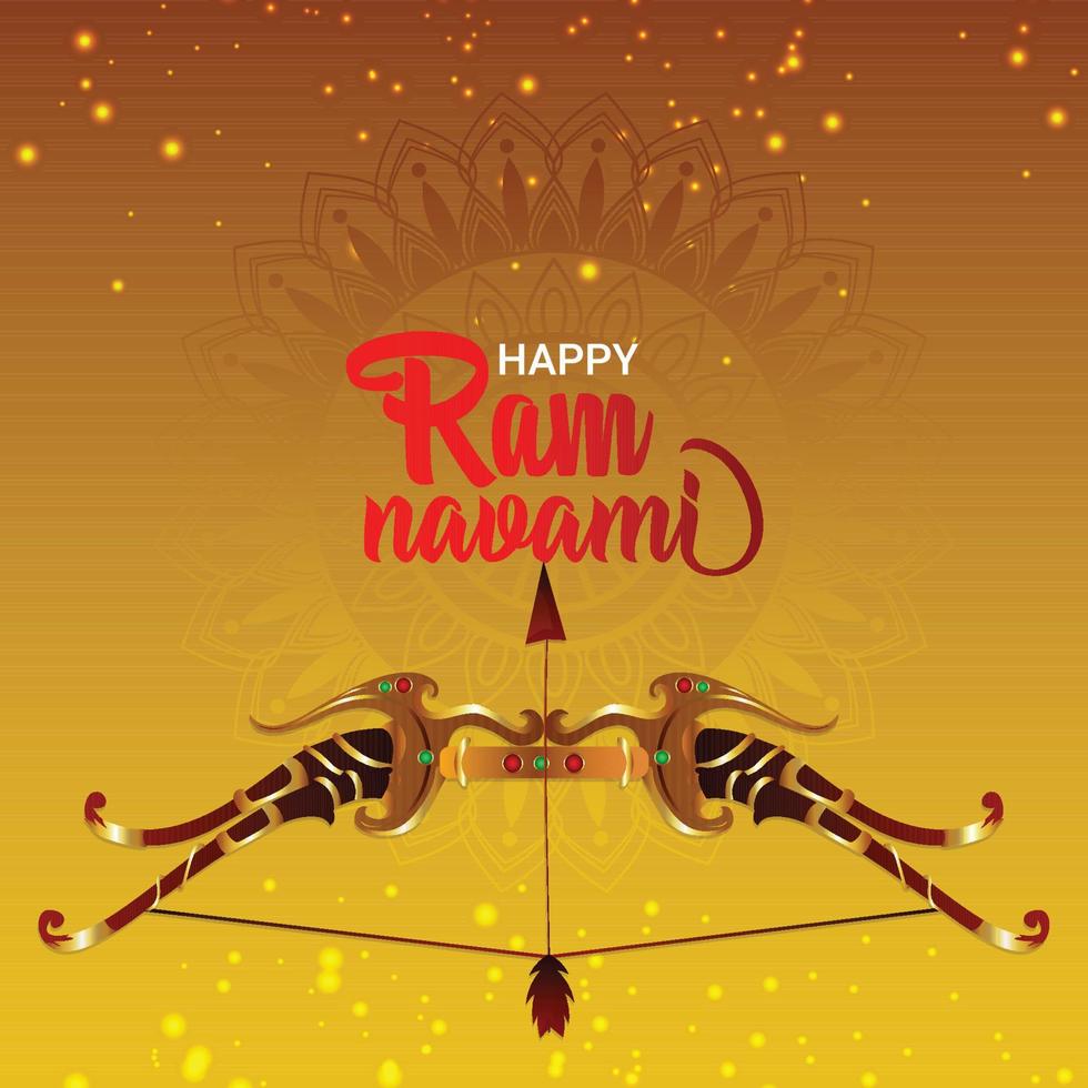 Ram navami festival greeting card with bow vector