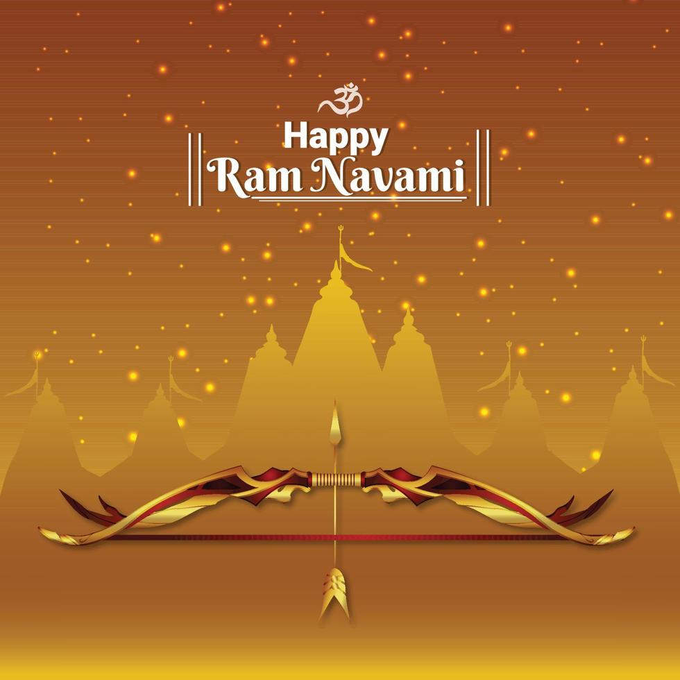Ram navami festival greeting card with bow vector