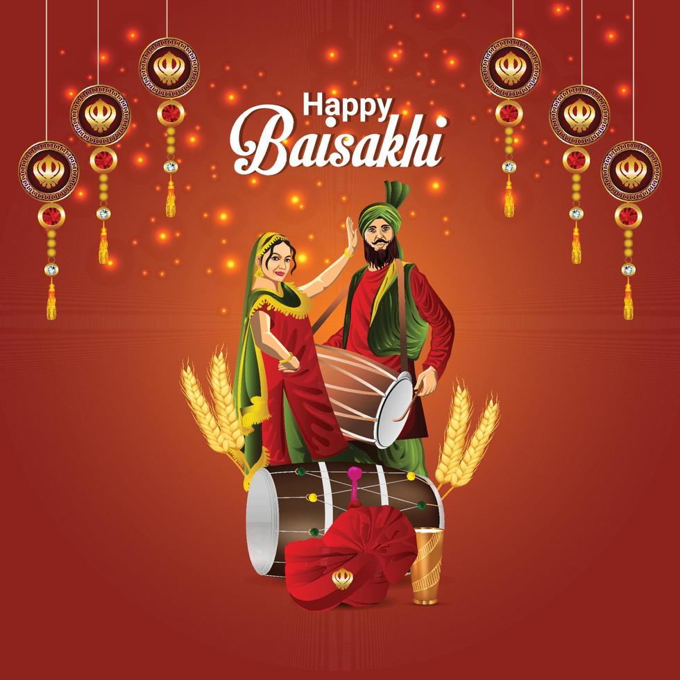 feliz diseño baisakhi con ilustración vectorial vector