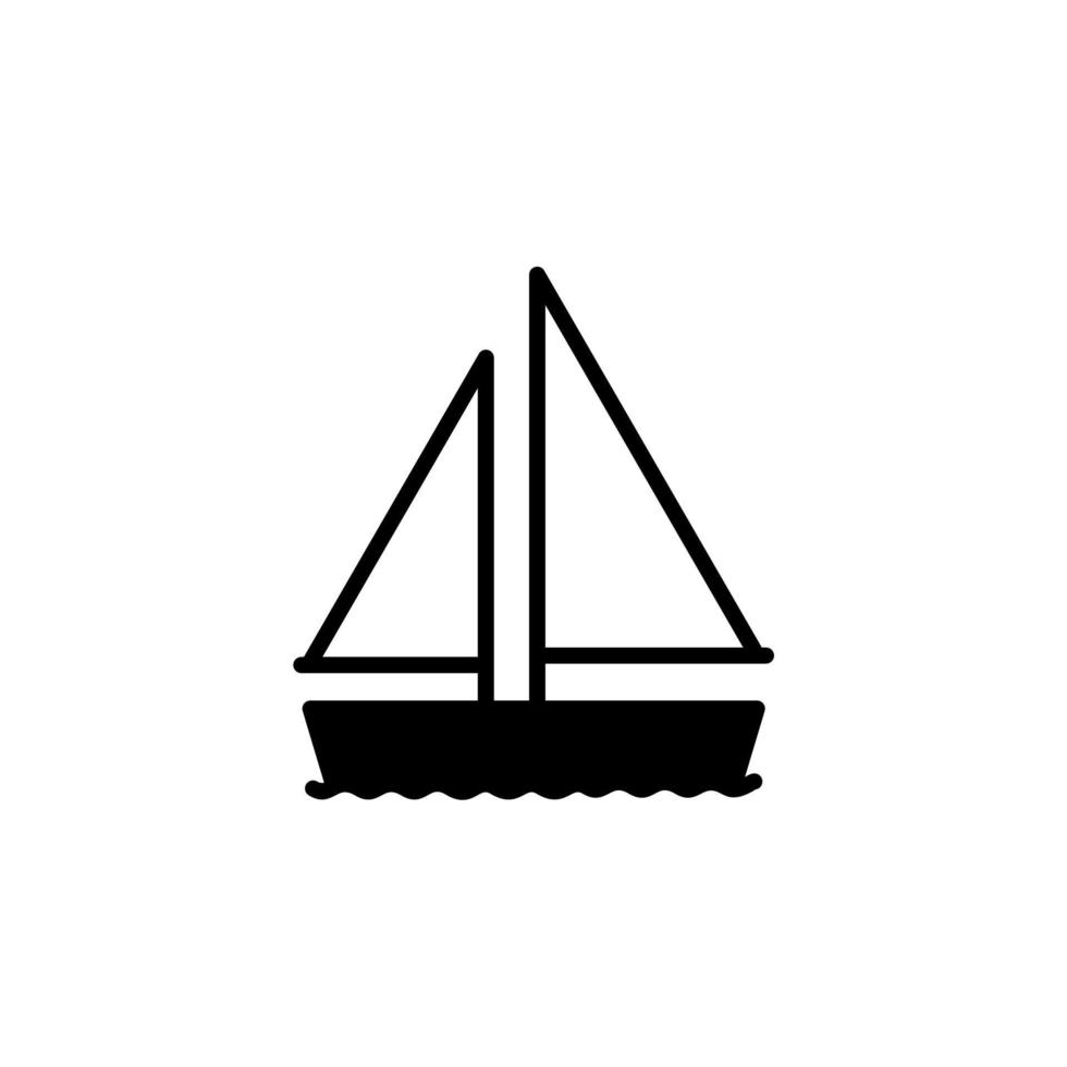 Ship, Boat, Sailboat Solid Line Icon Vector Illustration Logo Template. Suitable For Many Purposes.