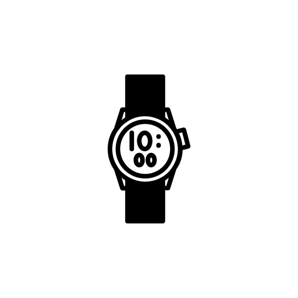 Watch, Wristwatch, Clock, Time Solid Line Icon Vector Illustration Logo Template. Suitable For Many Purposes.