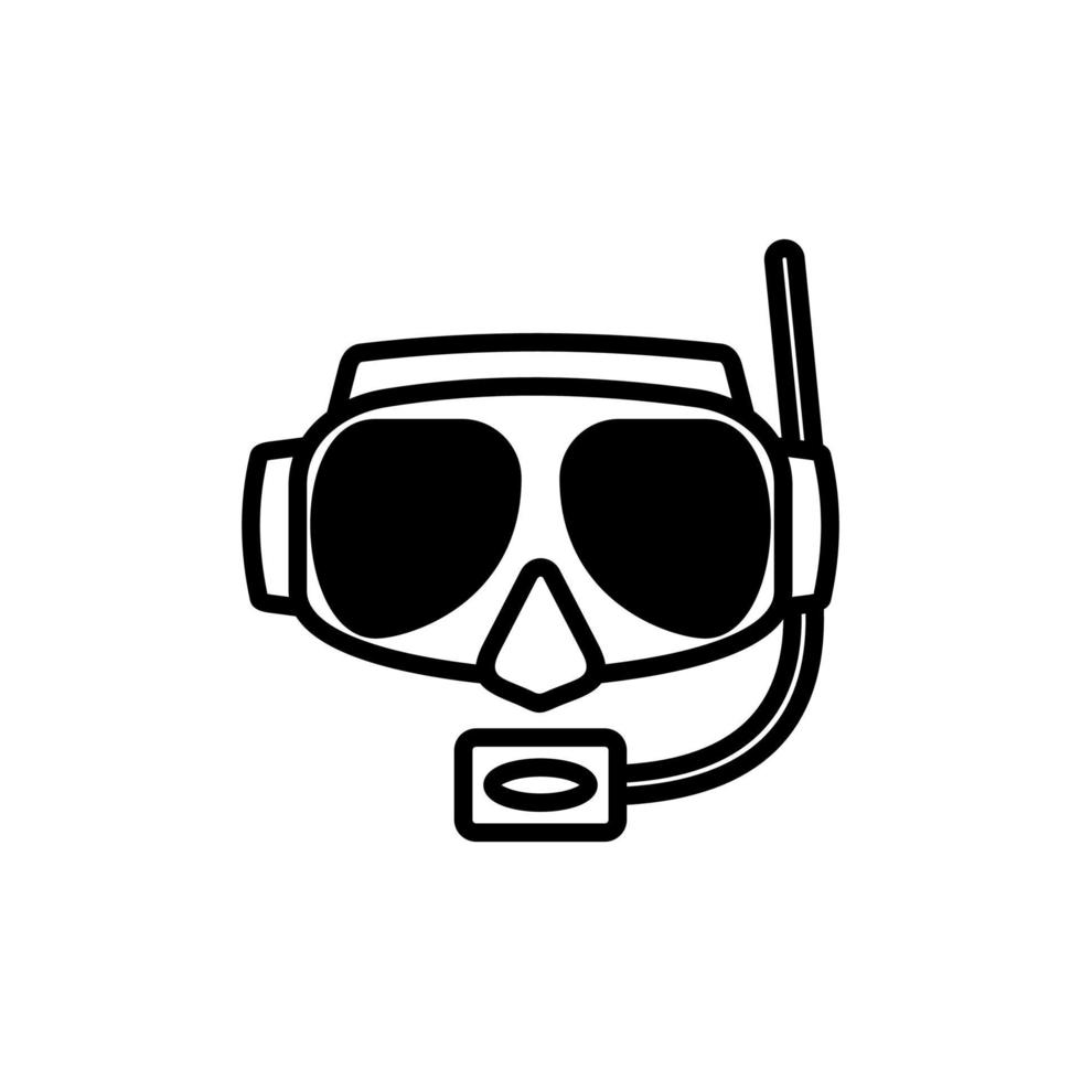 Diving Mask, Snorkel, Swimwear, Snorkelling, Scuba, Diver Solid Line Icon Vector Illustration Logo Template. Suitable For Many Purposes.