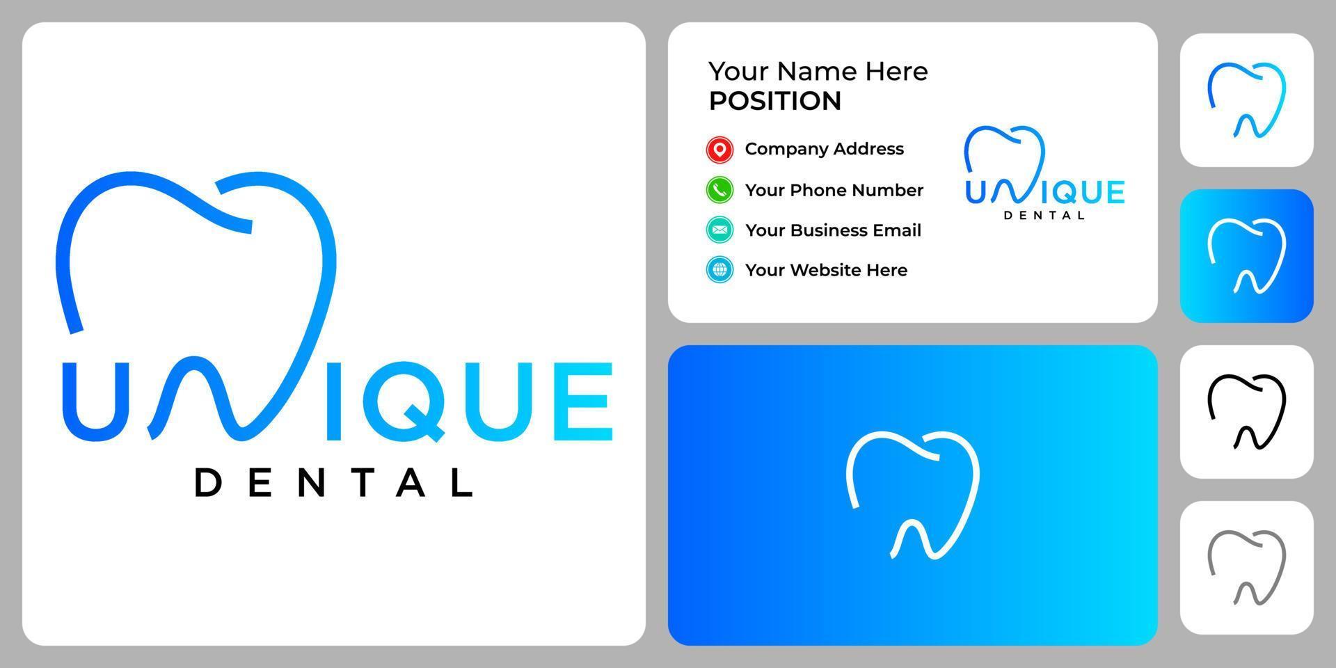 Letter N monogram dentist logo design with business card template. vector