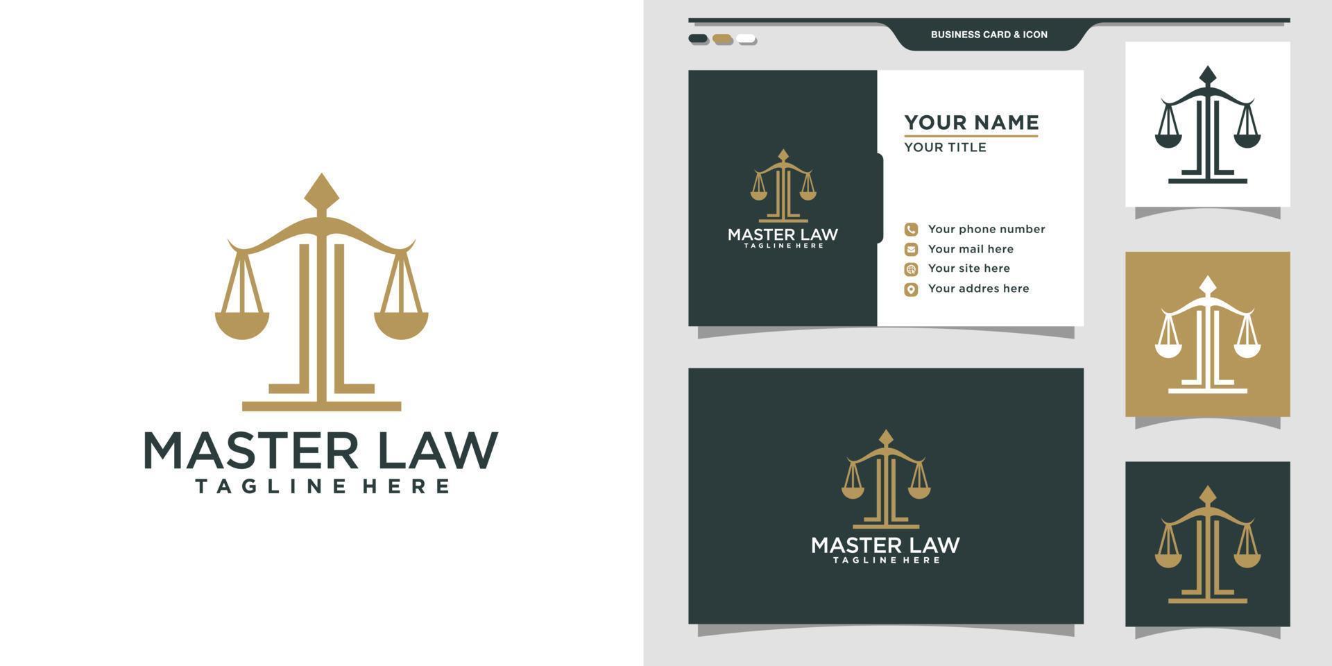 Symbol of the law logo and business card design. Logo can be used for law firm, law office. Premium Vector